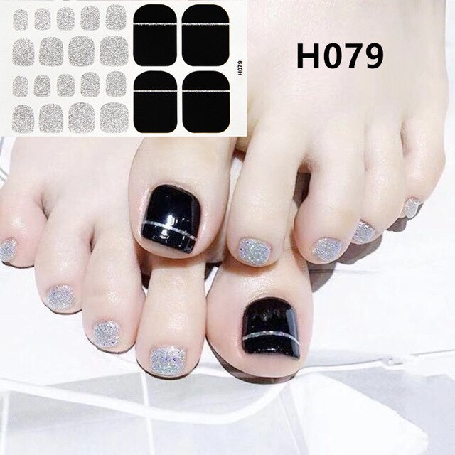 22Tips/Sheet Summer Toenail Stickers Waterproof Non-toxic Sticker Charming Full Toenail Wrap Supplies DIY Nail Art Tool Manicure
