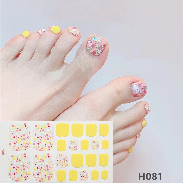 22Tips/Sheet Summer Toenail Stickers Waterproof Non-toxic Sticker Charming Full Toenail Wrap Supplies DIY Nail Art Tool Manicure