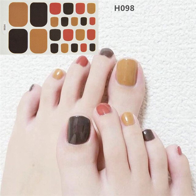 22Tips/Sheet Summer Toenail Stickers Waterproof Non-toxic Sticker Charming Full Toenail Wrap Supplies DIY Nail Art Tool Manicure
