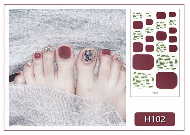 22Tips/Sheet Summer Toenail Stickers Waterproof Non-toxic Sticker Charming Full Toenail Wrap Supplies DIY Nail Art Tool Manicure