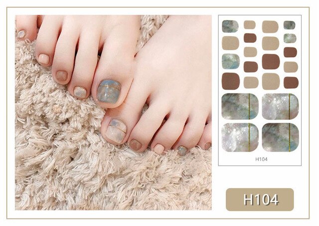 22Tips/Sheet Summer Toenail Stickers Waterproof Non-toxic Sticker Charming Full Toenail Wrap Supplies DIY Nail Art Tool Manicure