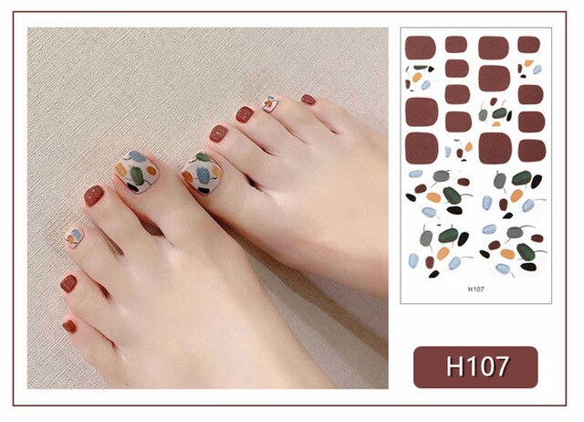 22Tips/Sheet Summer Toenail Stickers Waterproof Non-toxic Sticker Charming Full Toenail Wrap Supplies DIY Nail Art Tool Manicure