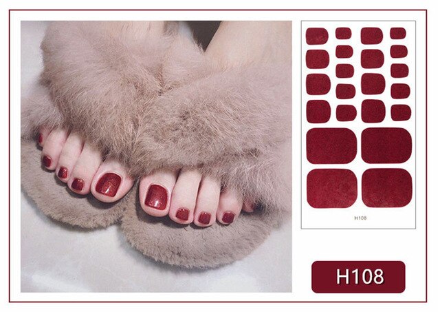 22Tips/Sheet Summer Toenail Stickers Waterproof Non-toxic Sticker Charming Full Toenail Wrap Supplies DIY Nail Art Tool Manicure