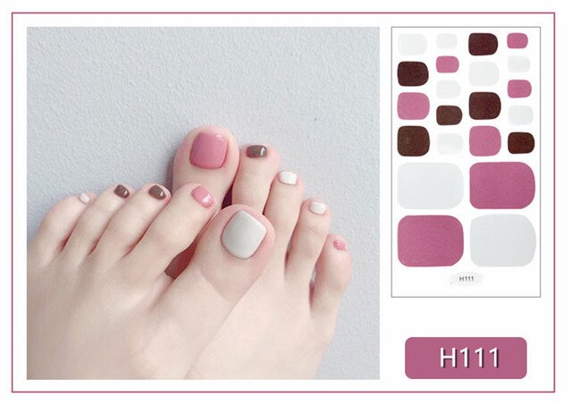 22Tips/Sheet Summer Toenail Stickers Waterproof Non-toxic Sticker Charming Full Toenail Wrap Supplies DIY Nail Art Tool Manicure