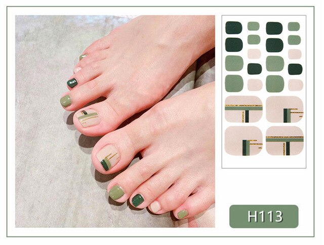 22Tips/Sheet Summer Toenail Stickers Waterproof Non-toxic Sticker Charming Full Toenail Wrap Supplies DIY Nail Art Tool Manicure