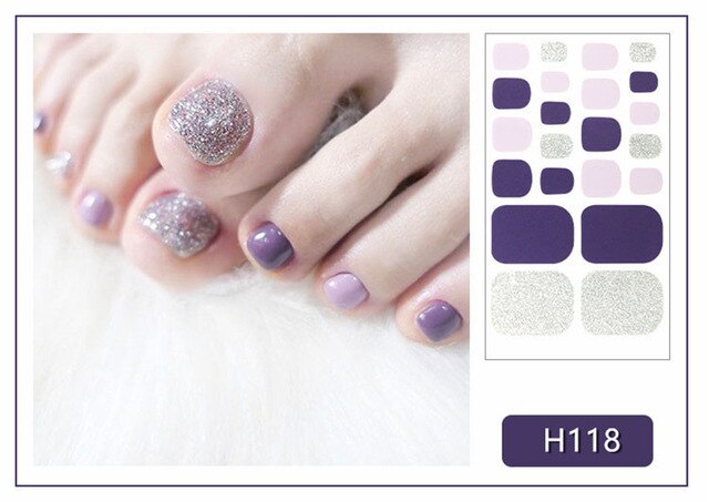 22Tips/Sheet Summer Toenail Stickers Waterproof Non-toxic Sticker Charming Full Toenail Wrap Supplies DIY Nail Art Tool Manicure
