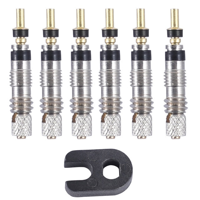 2/6/12PCS Presta Valve Brass Core Tool MTB Road Bike Tubes Repair Tire Service Parts Bike Tire Air Valve W/ Optional Tool