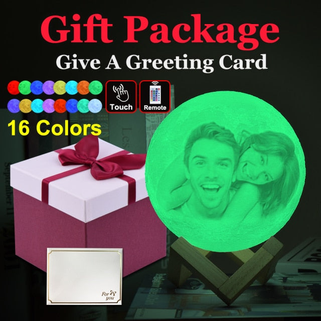 Customized Photo Moon Lamp Personalized Kids Wife's Gifts Night Light USB Charging Tap Control 2/3 Colors Lunar Light