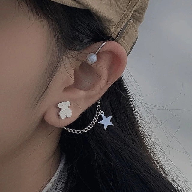 New Fashion Punk Butterfly Clip Earring for Teens Women Men Ear Cuffs Zinc Alloy Cool Jewelry Vintage Retro Chain Earings Metal