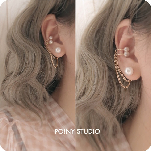 New Fashion Punk Butterfly Clip Earring for Teens Women Men Ear Cuffs Zinc Alloy Cool Jewelry Vintage Retro Chain Earings Metal