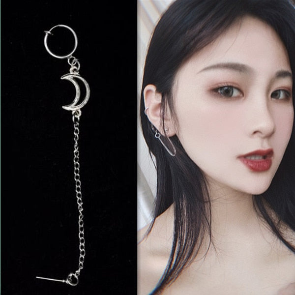 New Fashion Punk Butterfly Clip Earring for Teens Women Men Ear Cuffs Zinc Alloy Cool Jewelry Vintage Retro Chain Earings Metal