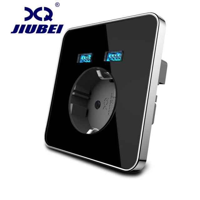 JIUBEI Wall Socket eu standard power outlet with dual home usb plug charger power socket with usb universal socket