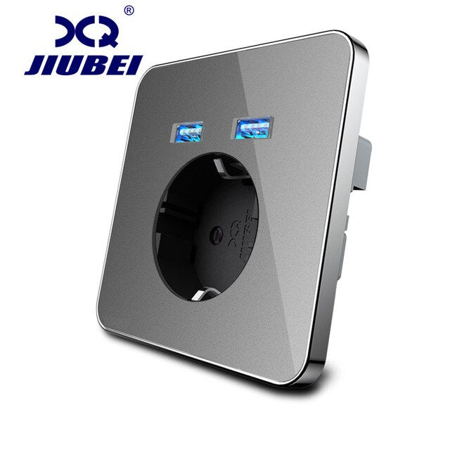 JIUBEI Wall Socket eu standard power outlet with dual home usb plug charger power socket with usb universal socket