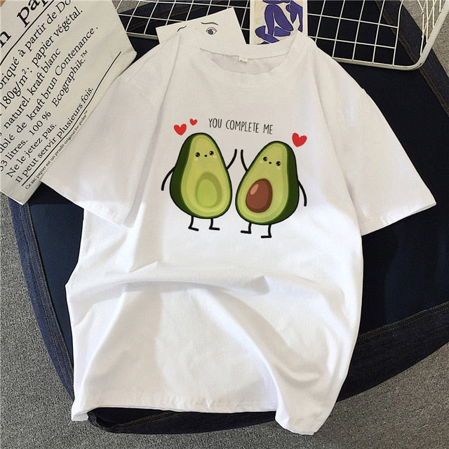 New hot sale printed kawaii cartoon T-shirt women casual graphics avocado avocado short-sleeved shirt women summer T-shirt