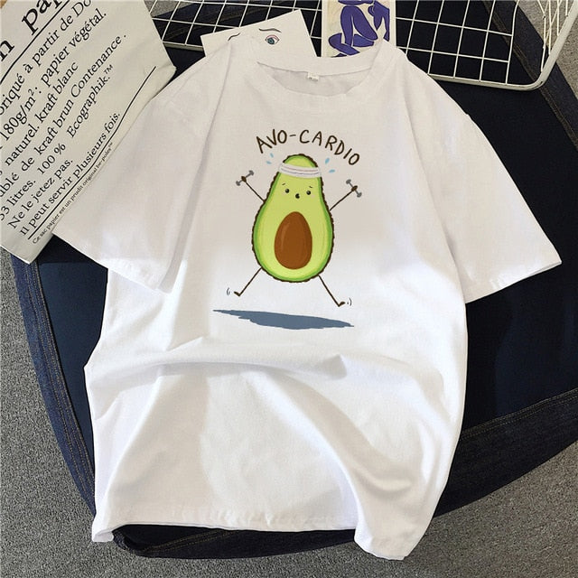 New hot sale printed kawaii cartoon T-shirt women casual graphics avocado avocado short-sleeved shirt women summer T-shirt