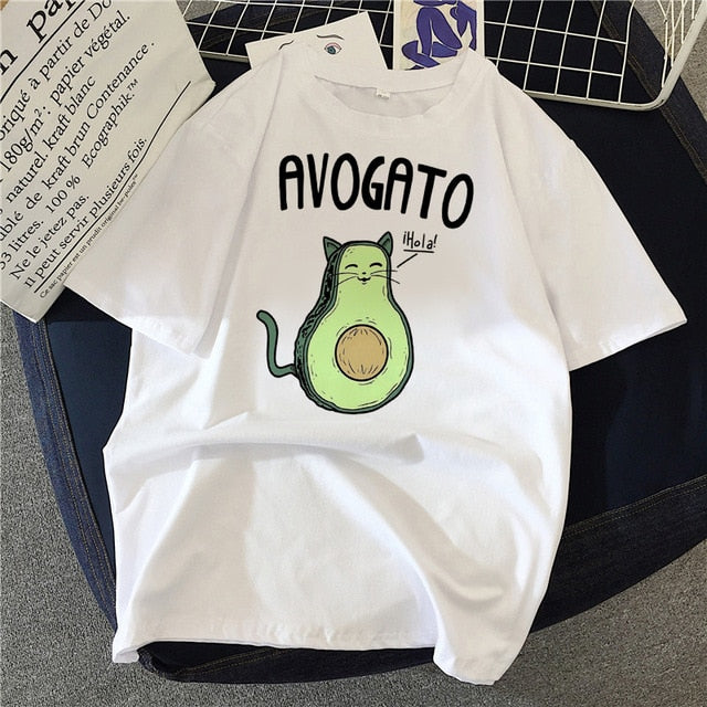 New hot sale printed kawaii cartoon T-shirt women casual graphics avocado avocado short-sleeved shirt women summer T-shirt