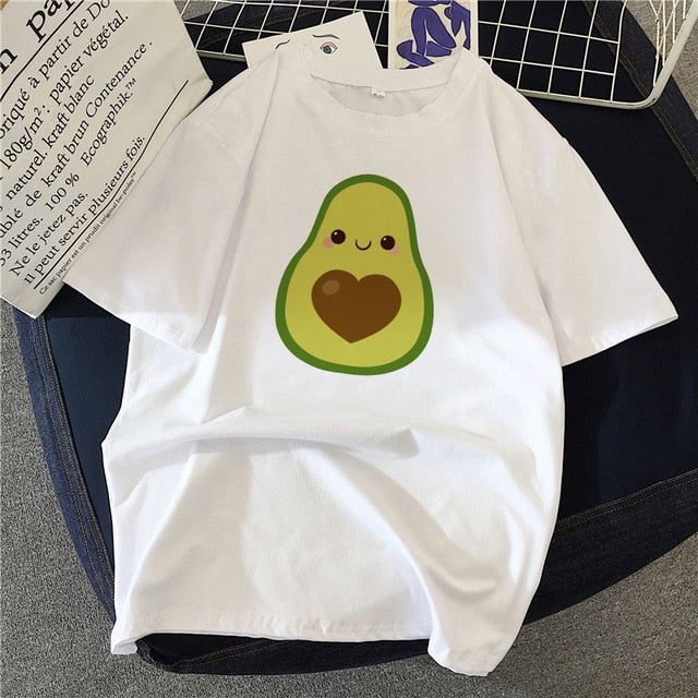 New hot sale printed kawaii cartoon T-shirt women casual graphics avocado avocado short-sleeved shirt women summer T-shirt