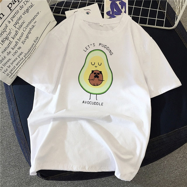 New hot sale printed kawaii cartoon T-shirt women casual graphics avocado avocado short-sleeved shirt women summer T-shirt