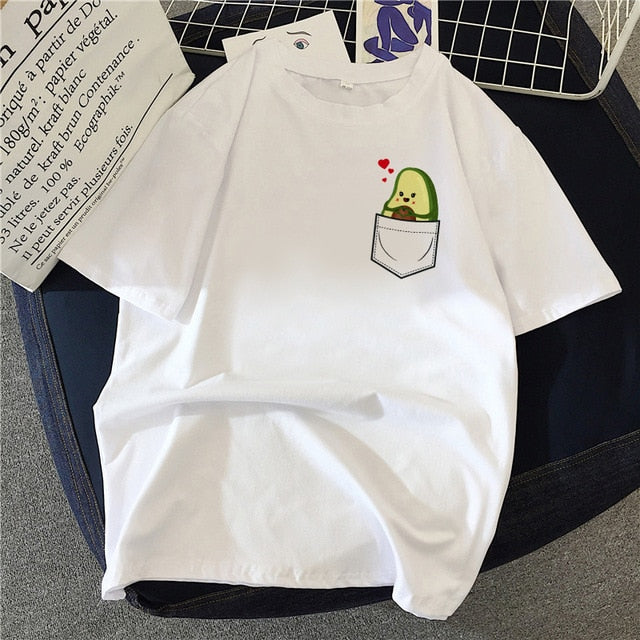 New hot sale printed kawaii cartoon T-shirt women casual graphics avocado avocado short-sleeved shirt women summer T-shirt