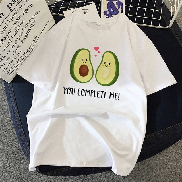 New hot sale printed kawaii cartoon T-shirt women casual graphics avocado avocado short-sleeved shirt women summer T-shirt