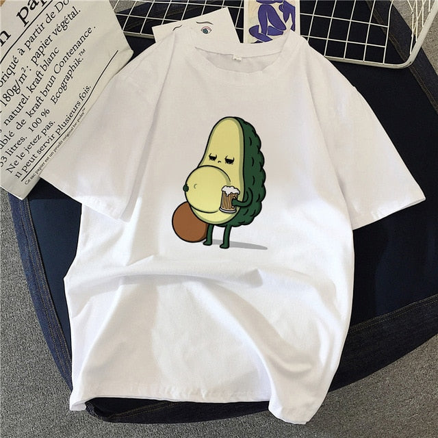 New hot sale printed kawaii cartoon T-shirt women casual graphics avocado avocado short-sleeved shirt women summer T-shirt