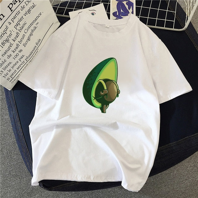 New hot sale printed kawaii cartoon T-shirt women casual graphics avocado avocado short-sleeved shirt women summer T-shirt