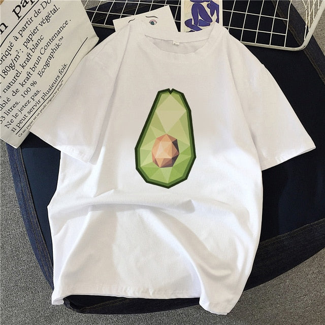 New hot sale printed kawaii cartoon T-shirt women casual graphics avocado avocado short-sleeved shirt women summer T-shirt