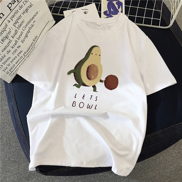 New hot sale printed kawaii cartoon T-shirt women casual graphics avocado avocado short-sleeved shirt women summer T-shirt