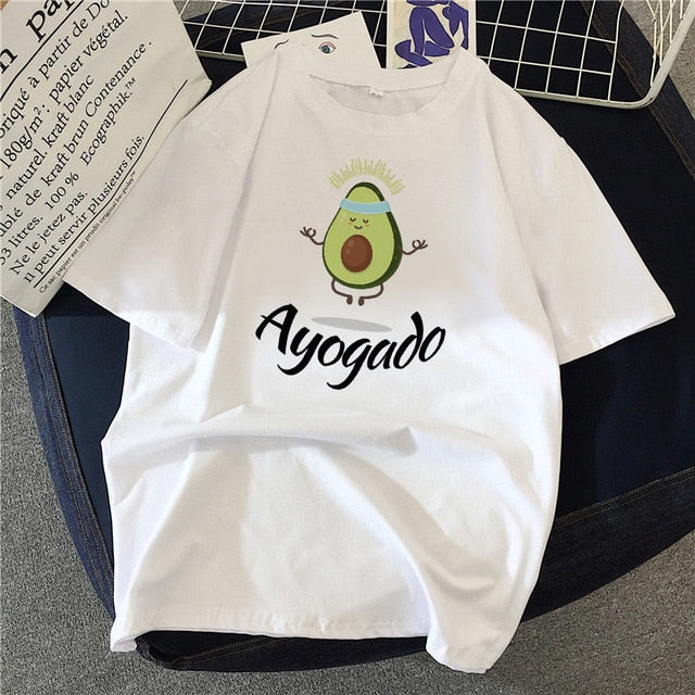New hot sale printed kawaii cartoon T-shirt women casual graphics avocado avocado short-sleeved shirt women summer T-shirt