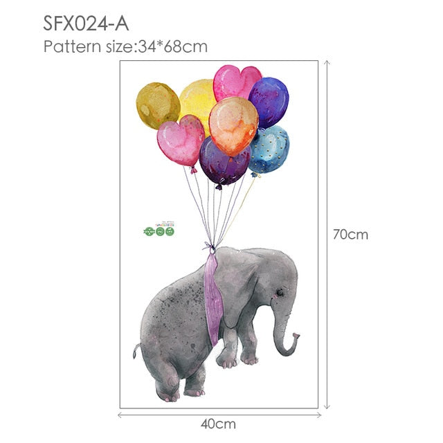 Colorful Balloon Rabbits Bedroom Wall Stickers For Kids Room Decoration Grey Bunny Wall Stickers for children Nursery Wall Decal