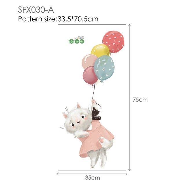 Colorful Balloon Rabbits Bedroom Wall Stickers For Kids Room Decoration Grey Bunny Wall Stickers for children Nursery Wall Decal