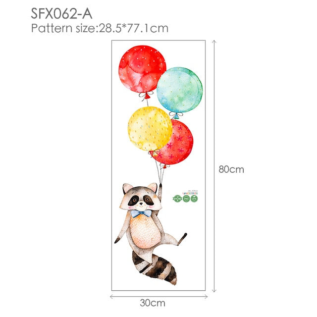 Colorful Balloon Rabbits Bedroom Wall Stickers For Kids Room Decoration Grey Bunny Wall Stickers for children Nursery Wall Decal