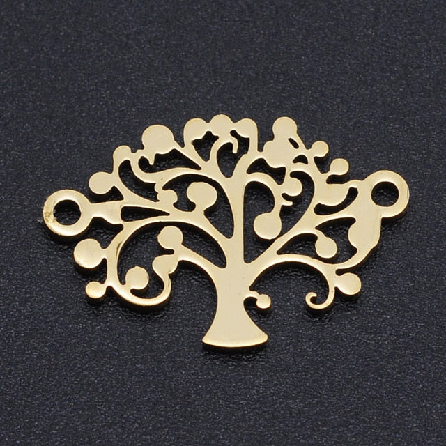 5pcs/lot Maple Leaf DIY Charms Wholesale 100% Stainless Steel Lucky Clover Connectors Charm Tree of Life Jewelry Pendant