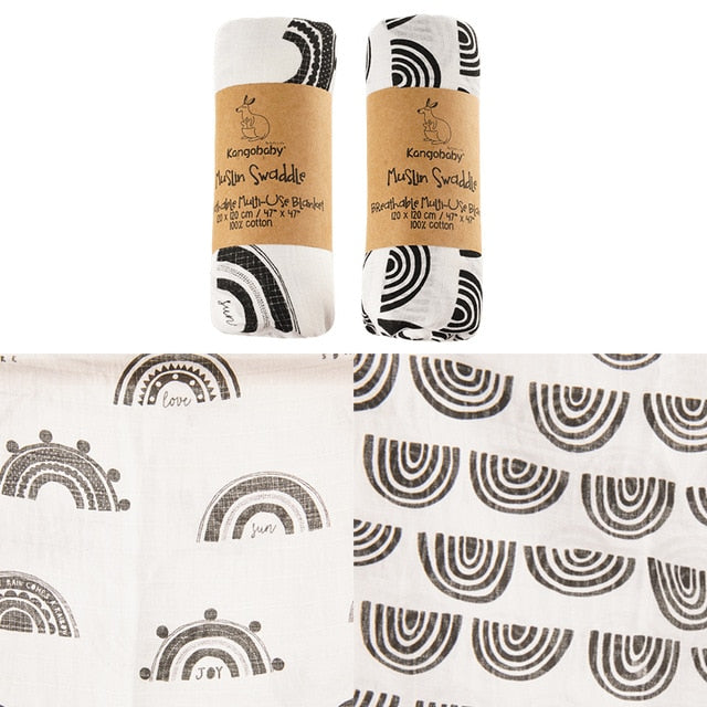 2 pieces/pack Kangobaby muslin baby swaddle Blanket Newborn Baby Bath Towel Swaddle Blankets Multi Designs Functions Baby Wrap