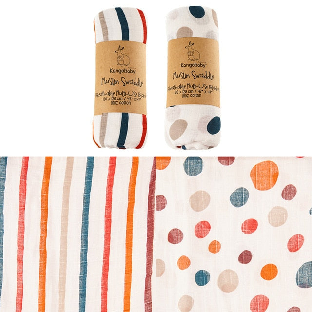 2 pieces/pack Kangobaby muslin baby swaddle Blanket Newborn Baby Bath Towel Swaddle Blankets Multi Designs Functions Baby Wrap
