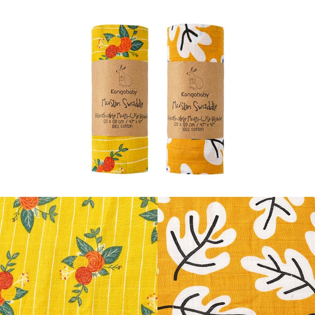 2 pieces/pack Kangobaby muslin baby swaddle Blanket Newborn Baby Bath Towel Swaddle Blankets Multi Designs Functions Baby Wrap