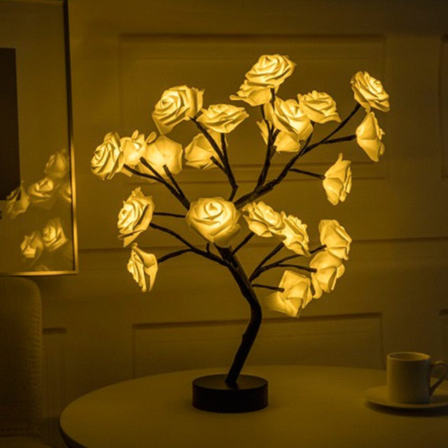 LED Table Lamp Rose Flower Tree USB Night Lights Home Decoration LED Table Lights Parties Xmas Christmas Wedding Bedroom Decor