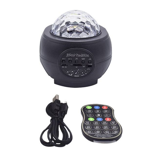 Colorful LED Star Light Projector Rotating Ocean Wave Night Lights Bluetooth Music USB Nebula Lamp Starry Sky Galaxy Light Decor