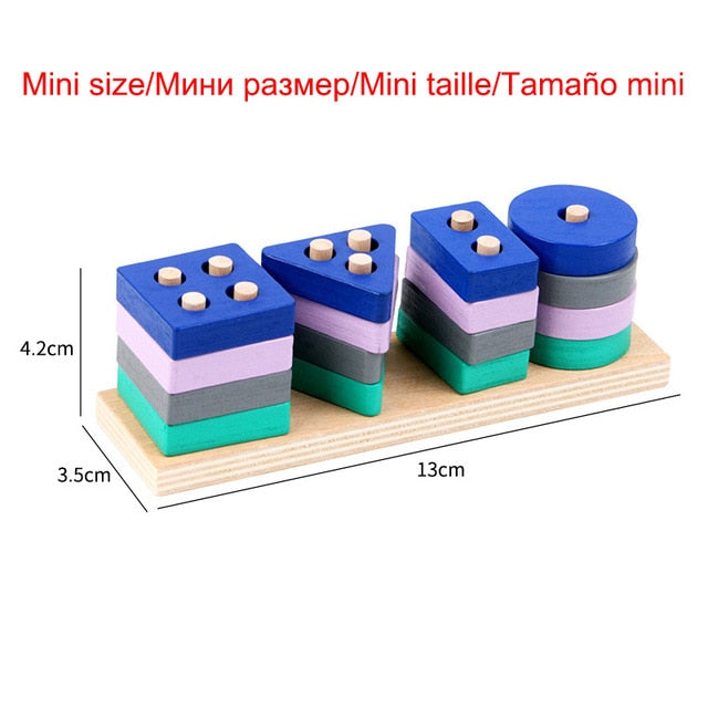 Montessori Toy Wooden Building Blocks Early Learning Educational Toys Color Shape Match Kids Puzzle Toys For Children Boys Girls