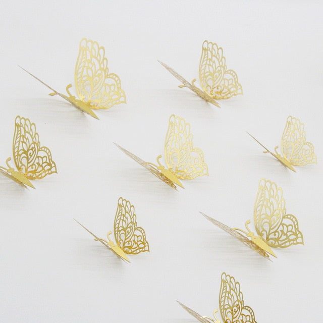 12 Pcs/Set 3D Wall Stickers Hollow Butterfly for Kids Rooms Home Wall Decor DIY Mariposas Fridge stickers Room Decoration