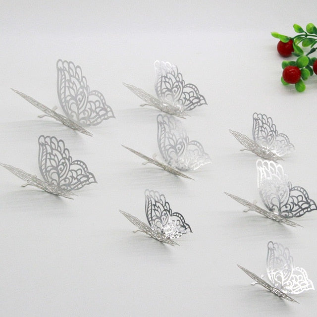 12 Pcs/Set 3D Wall Stickers Hollow Butterfly for Kids Rooms Home Wall Decor DIY Mariposas Fridge stickers Room Decoration