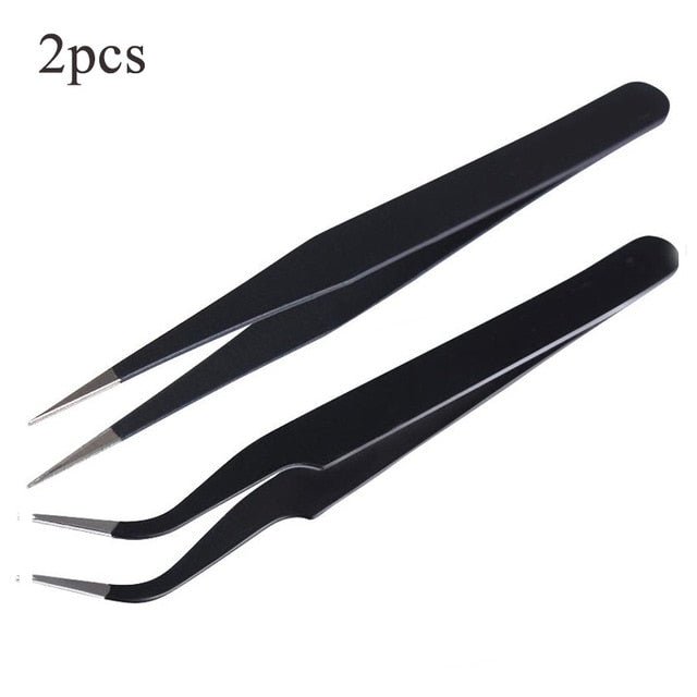 1pc 2 heads Straight Nail Tweezers with Silicone Pressing Head for 3D Sticker Rhinestones Water Sticker Picker Metal Nails Tools