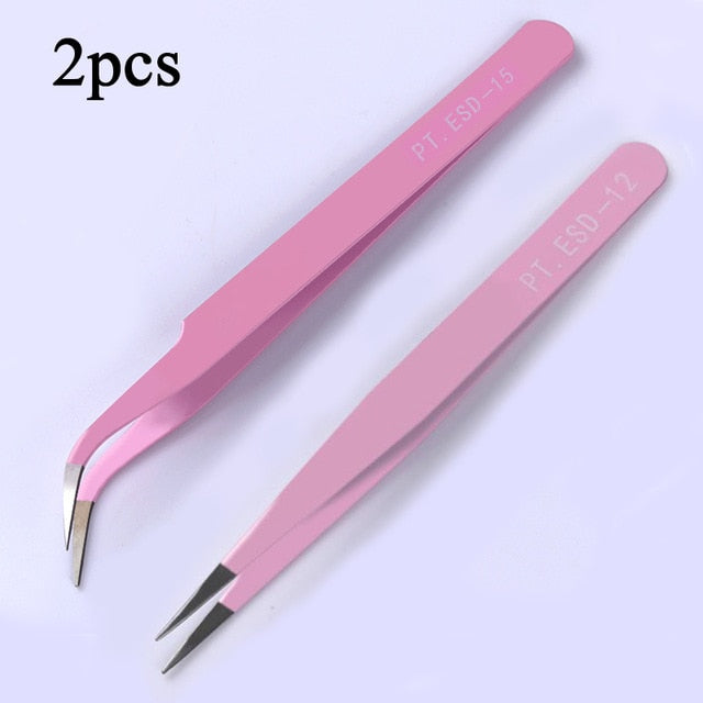 1pc 2 heads Straight Nail Tweezers with Silicone Pressing Head for 3D Sticker Rhinestones Water Sticker Picker Metal Nails Tools