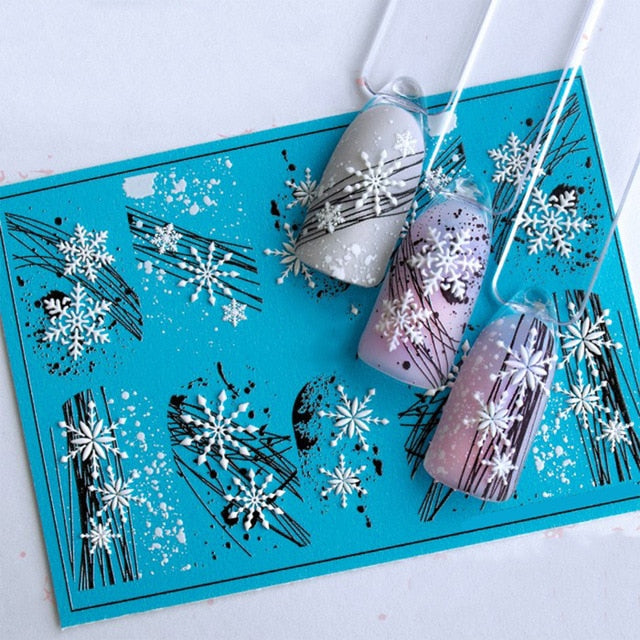 1pc 3D Acrylic Engraved Nail Sticker Embossed White&Pink Color Flower Water Decals Empaistic Nail Water Slide Decals Z0342