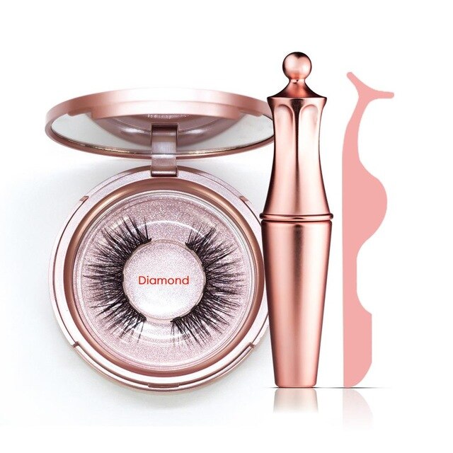 Magnetic Natural False Eyelashes With 5 Magnet & Eyeliner & Tweezers & Cute Gift Box Ships From USA Warehouse For Dropshipping