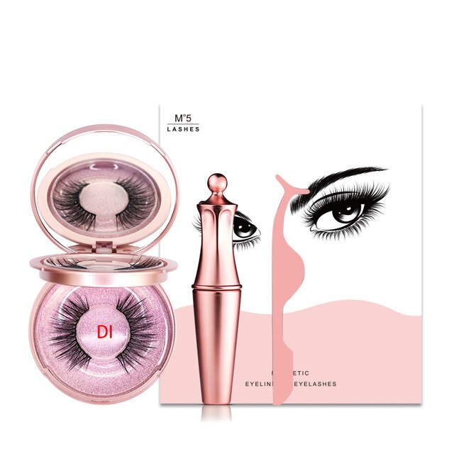 Magnetic Natural False Eyelashes With 5 Magnet & Eyeliner & Tweezers & Cute Gift Box Ships From USA Warehouse For Dropshipping