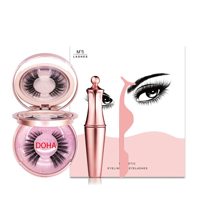 Magnetic Natural False Eyelashes With 5 Magnet & Eyeliner & Tweezers & Cute Gift Box Ships From USA Warehouse For Dropshipping