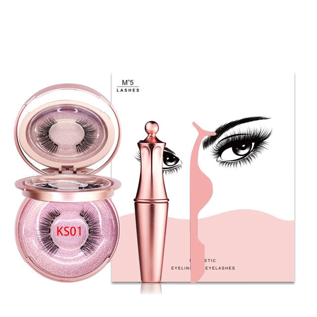 Magnetic Natural False Eyelashes With 5 Magnet & Eyeliner & Tweezers & Cute Gift Box Ships From USA Warehouse For Dropshipping