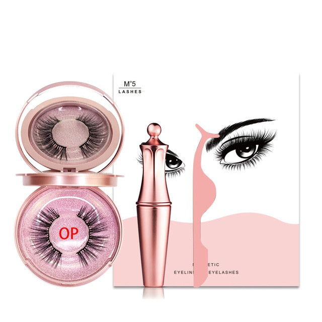 Magnetic Natural False Eyelashes With 5 Magnet & Eyeliner & Tweezers & Cute Gift Box Ships From USA Warehouse For Dropshipping
