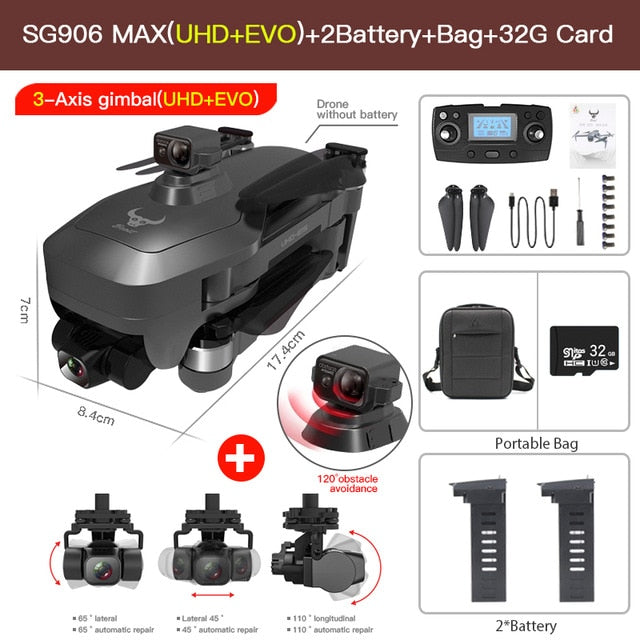 SG906 MAX Pro 2 Pro2 GPS Drone with Wifi 4K Camera Three-Axis Gimbal Brushless Professional Quadcopter Obstacle Avoidance Dron